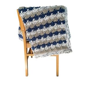 Handmade Jump Stripe Soft Plush Squish Multicolored Crochet Nursery Baby Blanket